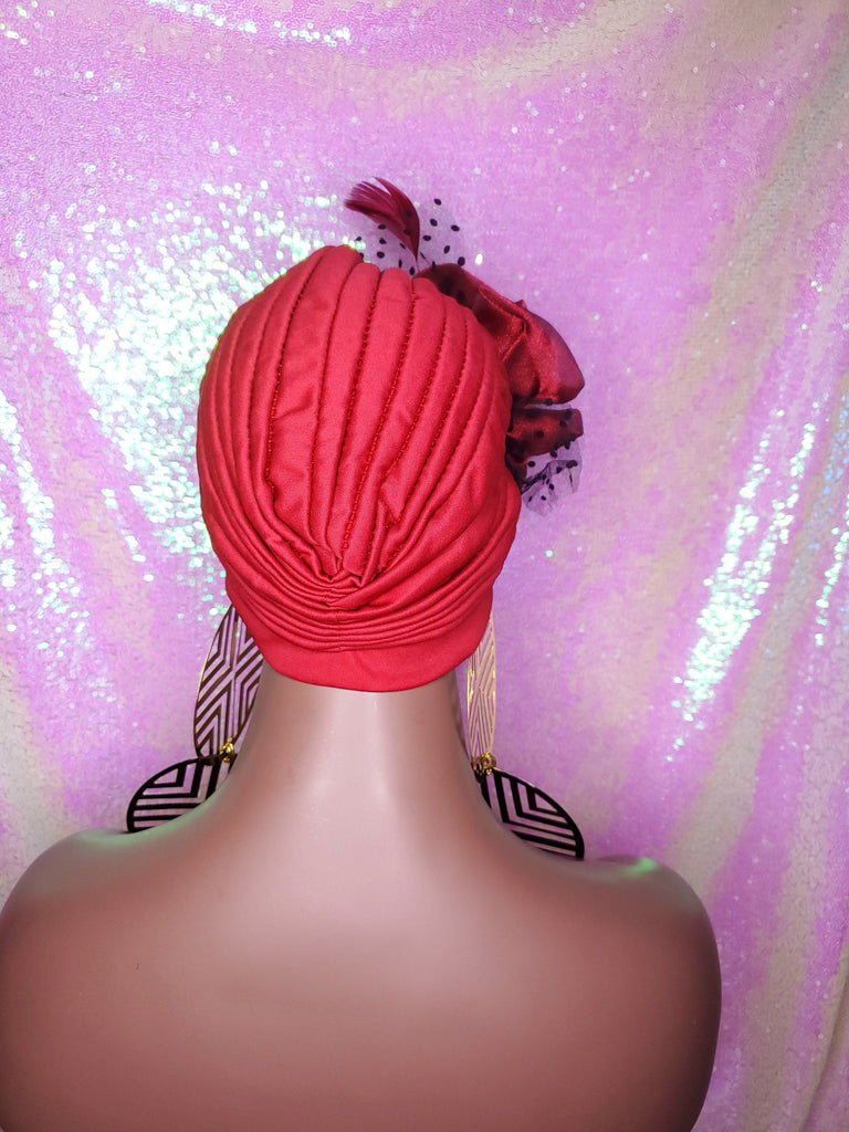 Turban Women Stretchy Burgundy Red Turban Bonnet Hat Head Wrap Hair Cap Chemotherapy Hair Scarf Flower Bow Headband Beanie Hat - Beauty Blessing Wigs & Hair Extensions Boutique