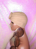 Stretchy African Turbans Bonnets Head Wraps Headband Soft Cotton Chemotherapy Hat Wraps Tan Pink Navy Blue Colored Pretied Hair Wrap - Beauty Blessing Wigs & Hair Extensions Boutique