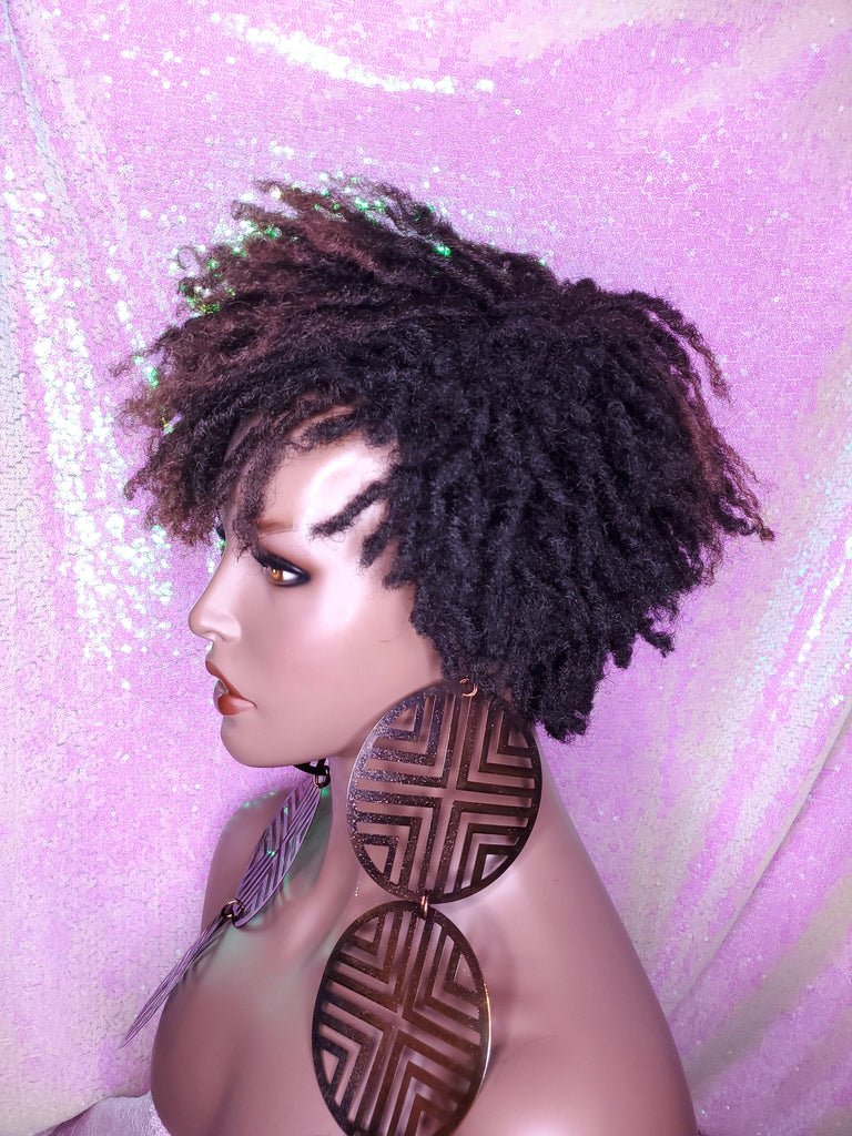 Dreadlocks Short Afro Kinky Coily Twist Natural Hairstyle Wig Ombre Brown Dark Auburn Red Copper Hair Wigs - Beauty Blessing Wigs & Hair Extensions Boutique