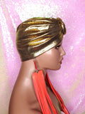 Gold Turban Women African Turbans Bonnets Head Wraps Headband Soft Cotton Chemotherapy Hat Wraps Pretied Hair Wraps Scarfs - Beauty Blessing Wigs & Hair Extensions Boutique