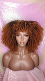 Strawberry Blonde Curly Afro Kinky Twist Hair with Bangs Wig Afro Corkscrew Hair Wig Soft Natural Coily Ombre Blonde Hair Wig - Beauty Blessing Wigs & Hair Extensions Boutique