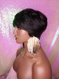 Pixie Cut Indian Remy 100% Human Hair Wig Razor Cut Swoop Bang Hair Wig Yaki Texture Wig - Beauty Blessing Wigs & Hair Extensions Boutique