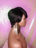Pixie Cut Indian Remy 100% Human Hair Wig Razor Cut Swoop Bang Hair Wig Yaki Texture Wig - Beauty Blessing Wigs & Hair Extensions Boutique