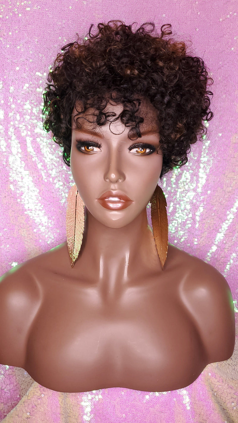 Pixie Cut Fingerwave Curl Hair Wig Short Razor Cut Curl Natural Hairstyle Wig Brazilian Remy 100% Human Hair Wig - Beauty Blessing Wigs & Hair Extensions Boutique