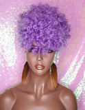 Purple Hair Curly Ponytail Afro Kinky Puff Bangs Ponytail with Bangs - Beauty Blessing Wigs & Hair Extensions Boutique