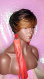 Pixie Short Cut Swoop Bang Layered Bang Style Hair Wig Vogue Fashion Brown Strawberry Blonde Bang Hair Wig - Beauty Blessing Wigs & Hair Extensions Boutique