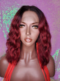 Burgundy Hair Loose Wave Bob Lace Front Brazilian Remy 100% Human Hair Natural Loose Waves Glueless Lace Wig - Beauty Blessing Wigs & Hair Extensions Boutique