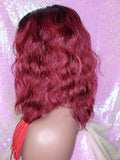 Burgundy Hair Loose Wave Bob Lace Front Brazilian Remy 100% Human Hair Natural Loose Waves Glueless Lace Wig - Beauty Blessing Wigs & Hair Extensions Boutique