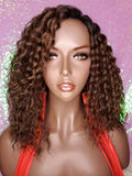 Deep Wave Lace Wig Glueless Pre Cut Lace Wig Ombre Brown Auburn Hair Wig Ripple Deep Wave Hair Wig - Beauty Blessing Wigs & Hair Extensions Boutique