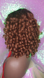 Kinky Afro Curl Lace Front Wig Spiral Curly Natural Yaki Texture Wig with Baby Hairs Dark Root Auburn - Beauty Blessing Wigs & Hair Extensions Boutique