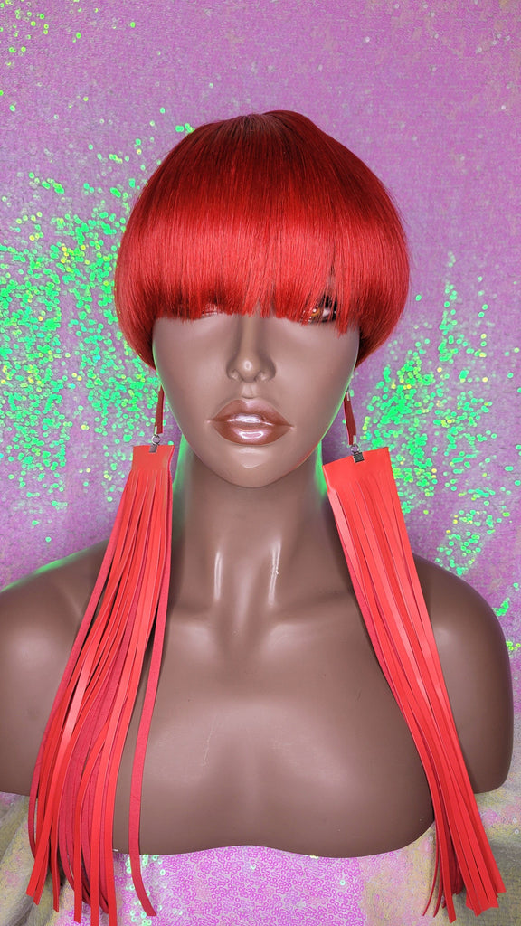 Red Hair Wig Human Hair Brazilian Remy Style Mushroom Hair Cut Bowl Pixie Cut Red Hair  Glueless Wig