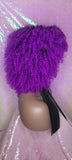Purple Curly Afro Kinky Twist Bangs Wig Afro Corkscrew Hair Wig Soft Natural Coily Ombre Purple Hair Wig - Beauty Blessing Wigs & Hair Extensions Boutique