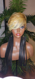 Short Wig Pixie Cut Style with Swoop Bangs Wigs for Women Ombre Dirty Blonde Sandy Blonde Ash Blonde Hair Wig