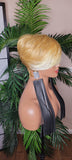 Short Wig Pixie Cut Style with Swoop Bangs Wigs for Women Ombre Dirty Blonde Sandy Blonde Ash Blonde Hair Wig