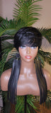 Pixie Cut Swoop Bang 100% Remy Human Hair Short Style Layered Hair Cut with Bangs Fashion Wig
