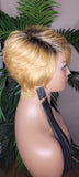 Blonde Hair Brazilian Remy 100% Human Hair Pixie Cut Remy Human Hair Wig Razor Cut Ombre Strawberry Blonde Honey Blonde Hair Wig