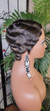 Pixie Cut Fingerwave Hair Wig Big Deep Wave Short Razor Cut Natural Hairstyle Wig Soft Mink Brazilian Remy 100% Human Hair Wig