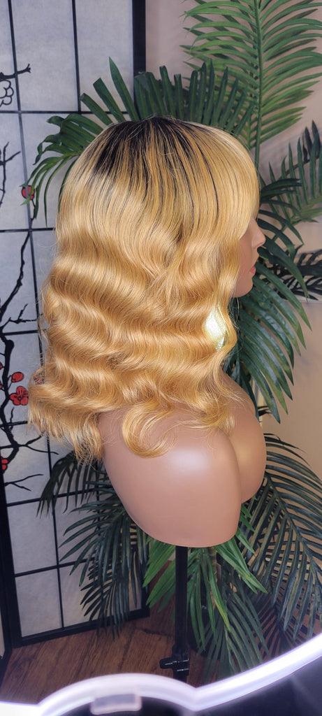 Deep Wave Hair Strawberry Blonde Remy 100% Human Hair Wig Wavy Hair Swoop Bang Wig Full Cap Wig Colored Hair Wig
Light Yaki Texture Hair Wig