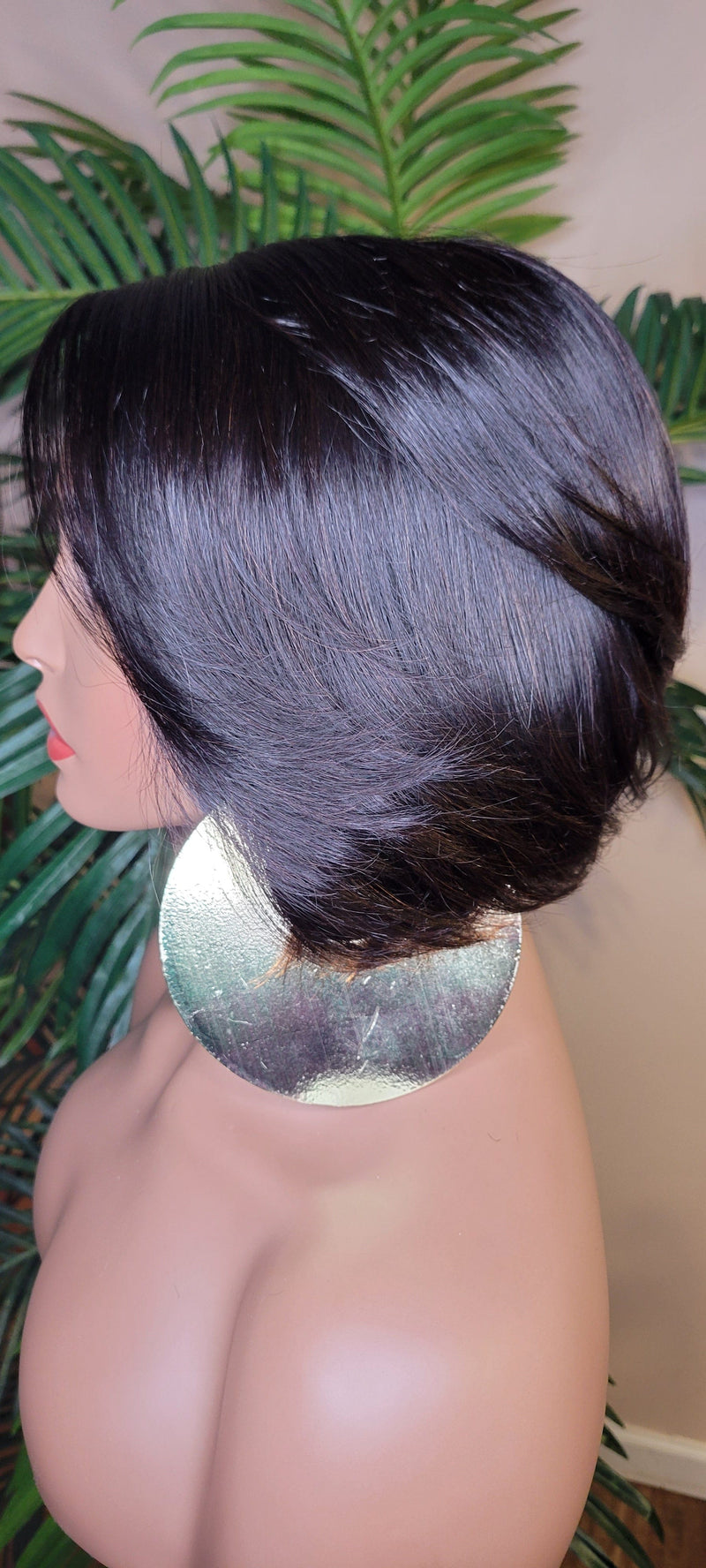 Short Bob Hairstyle 100% Human Hair Unprocessed Brazilian Remy Short Mink Hair Swoop Bang Bob Style Lace Wig - Beauty Blessing Wigs & Hair Extensions Boutique