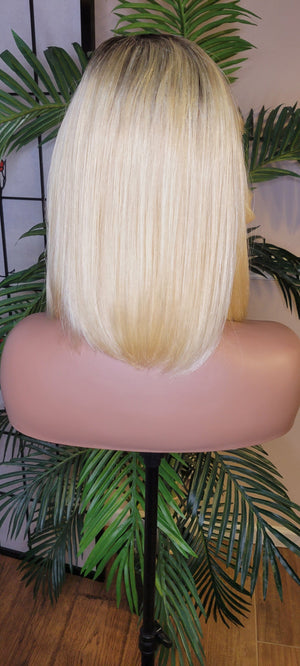 Blonde Hair Bob Human Hair Brazilian Remy Hair Natural Hairstyle Swoop Bang Bob Style Full Cap Wig - Beauty Blessing Wigs & Hair Extensions Boutique