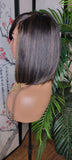 Ombre Auburn Hair Bob Human Hair Brazilian Remy Hair Natural Hairstyle Swoop Bang Bob Style Full Cap Wig