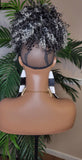 Hair Ponytail Afro Kinky Straw Curls Bangs Ponytail Afro Hair Bun and Bang Ombre Gray Hair Color Ponytail 2pc Hair Peice