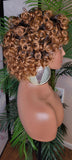 Soft Pin Curls Brazilian Remy Big Curl Remy 100% Human Hair Dark Auburn Short Hair Full Cap Fashion Beauty Wig