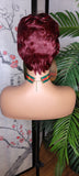 Short Hair Cut Pixie Cut Peruvian Remy Human Hair Wigs Burgundy Wigs - Beauty Blessing Wigs & Hair Extensions Boutique