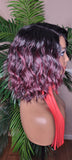 Loose Wave Hair Natural Wave Hair Lace Wig Fashion Hair Wig Burgundy Colored Hair  Glueless Wig