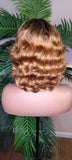Deep Wave Hair Pixie Short Bob Brazilian Remy Remy 100% Human Hair with Bangs Auburn Hair Wig Glueless Full Cap Wig