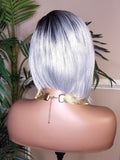 Gray Hair Bob Hairstyle Wig Layered Swoop Bang Style Clipper Cut Short Hair Wig Fashion  Platinum Silver Gray Hair Wig