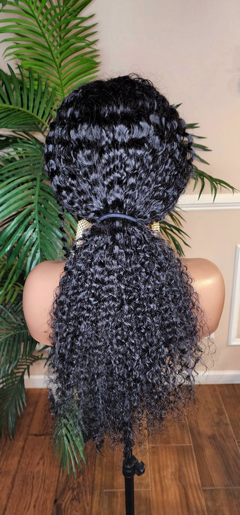 Raw Curly Brazilian Remy Human Hair Headband Wig Deep Wave Long Hair Natural Hair Half Wig Trendy Headband Wig Sexy Girl Hair Wig
