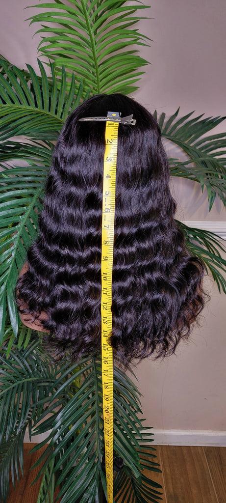 Deep Wave Hair Glueless Wig Brazilian Remy 100% Human Hair Natural Loose Waves Hair Full Wig with Bangs