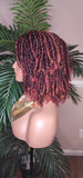 Burgundy Auburn Brown Mix Dreadlock Bob Hairstyle Lace Wig
