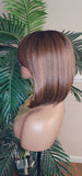 Auburn Hair Chocolate Brown Hair Wig Pixie Cut Bob Hairstyle Swoop Bang Glueless Full Cap Wig Ombre Auburn Brown Wig
