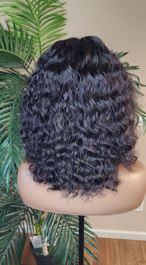 Deep Curly Bob Hair Wig Brazilian Remy 100% Human Hair Lace Front Wig Glueless Lace Wig