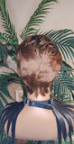 Auburn Glueless Pixie Cut Wig Brazilian Remy Human Hair Wig Tapered Cut 100% Human Hair Swoop Bang