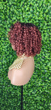 Short Bob Kinky Afro Curl Lace Front Wig Small Wand Curl Bob Natural Yaki Bob Wig Glueless Preplucked Lace Wig Ombre Burgundy Hair