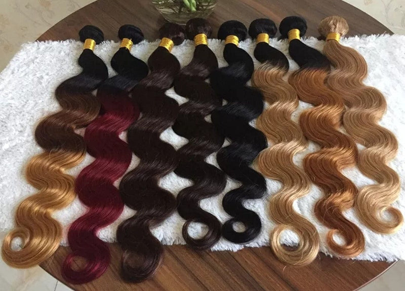 Brazilian Body Wave Colored Hair Extensions Strawberry Blonde Omber Remy Hair Bundles 100% Human Hair Weave Bundles 3/4 PCS - Beauty Blessings LLC