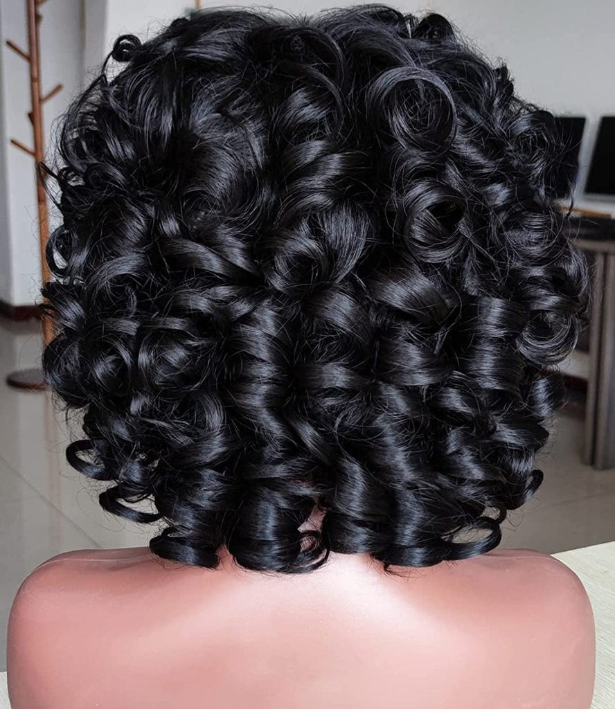 Big Curl Wigs Short Hairstyle Wig Glueless Women Wig with Bangs Curly Hair Women Fashion Wig Red Carpet Wig Bouncy Curl Hairstyle