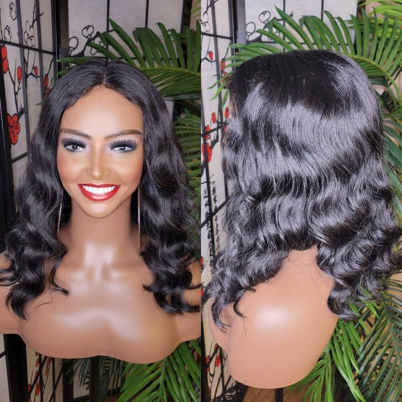 Loose Wave Hair Deep Wave Lace Part Glueless Wig Pre Cut Lace Wig Yaki Texture Hair Wavy Wig