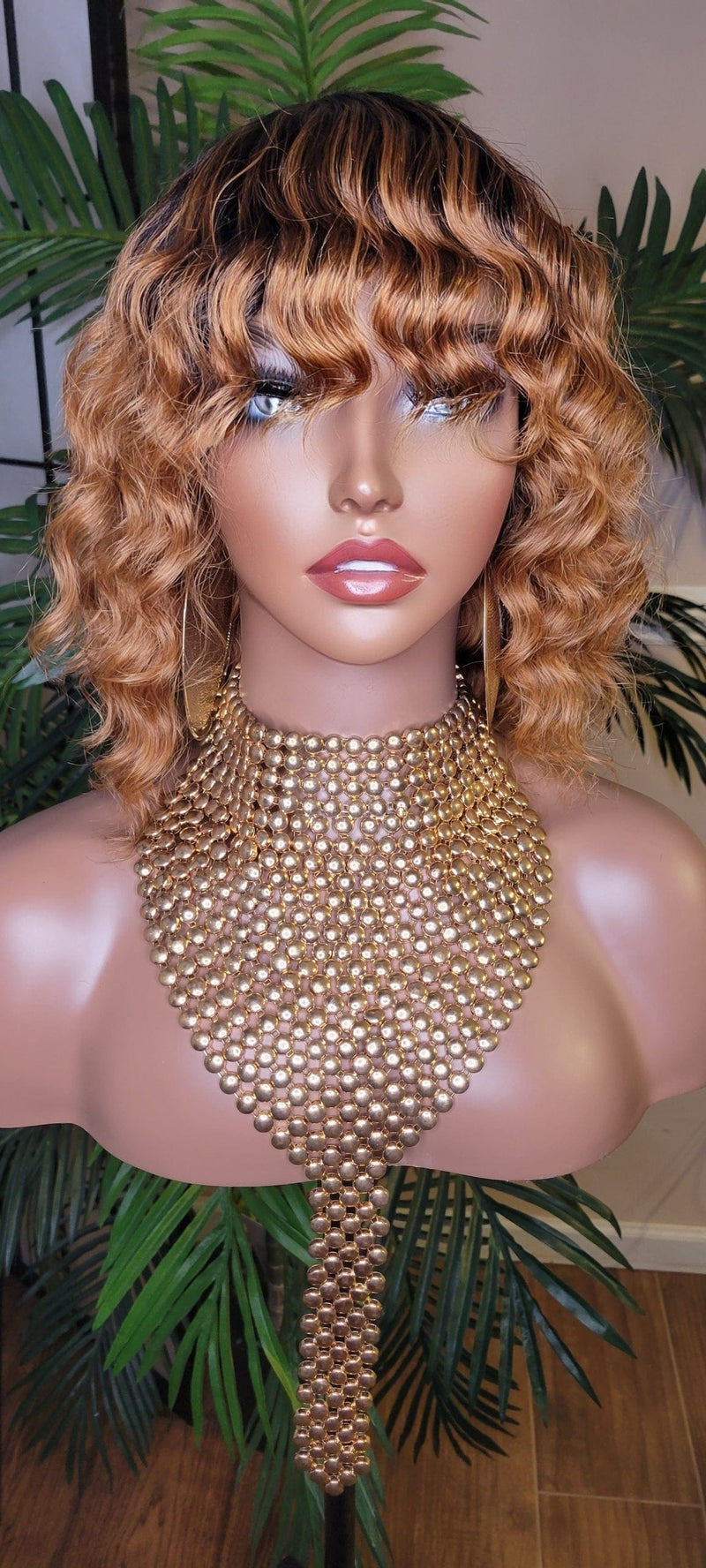 Wig Deep Wave Brazilian Remy 100% Human Hair Natural Hair Short Wig Ombre Auburn Chocolate Dark Brown Hair Wig - Beauty Blessing Wigs & Hair Extensions Boutique