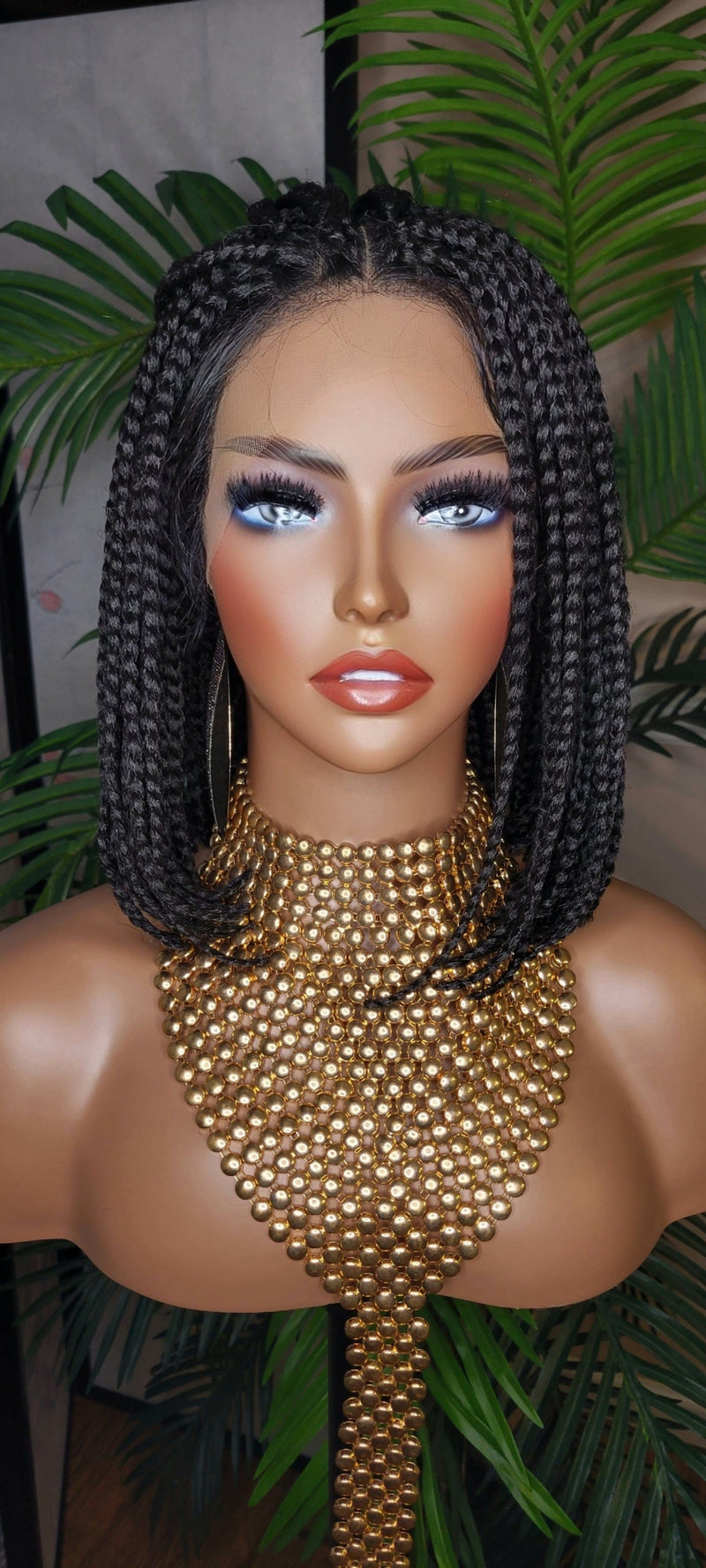 Short Bob Box Braids Bob Lace Wig Flexible Parting Lace Front Wig Small Box Braid Bob Glueless Lace Wig - Beauty Blessings LLC