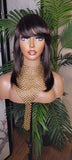 Brazilian Remy 100% Human Hair Straight Wrap Style Layered Swoop Bang Full Cap Wig Fashion Hair Wig