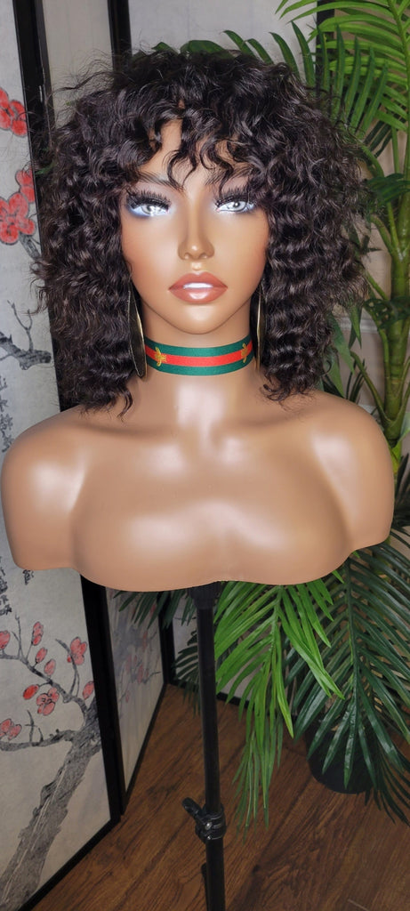Ripple Wave Brazilian Remy 100% Human Hair Natural Wave Hair Glueless Full Cap Women Wig Black Hair Wig Wavy Wig