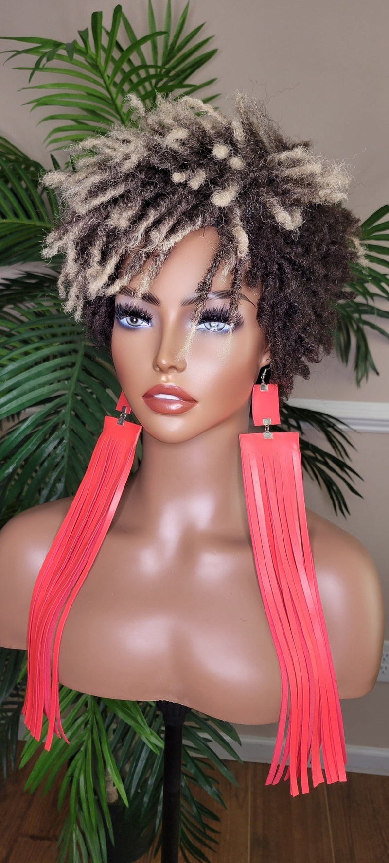 Pixie Cut Afro Kinky Coily Twist Dread Locks Natural Style Wig Brown Blonde Hair Wigs - Beauty Blessings LLC