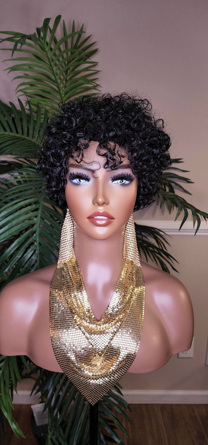Black Curly Hair Brazilian Remy 100% Human Hair Pixie Cut Curl Hair Wig Soft Cut Curly Water Wave Hair Protective Hairstyle Wig - Beauty Blessings LLC