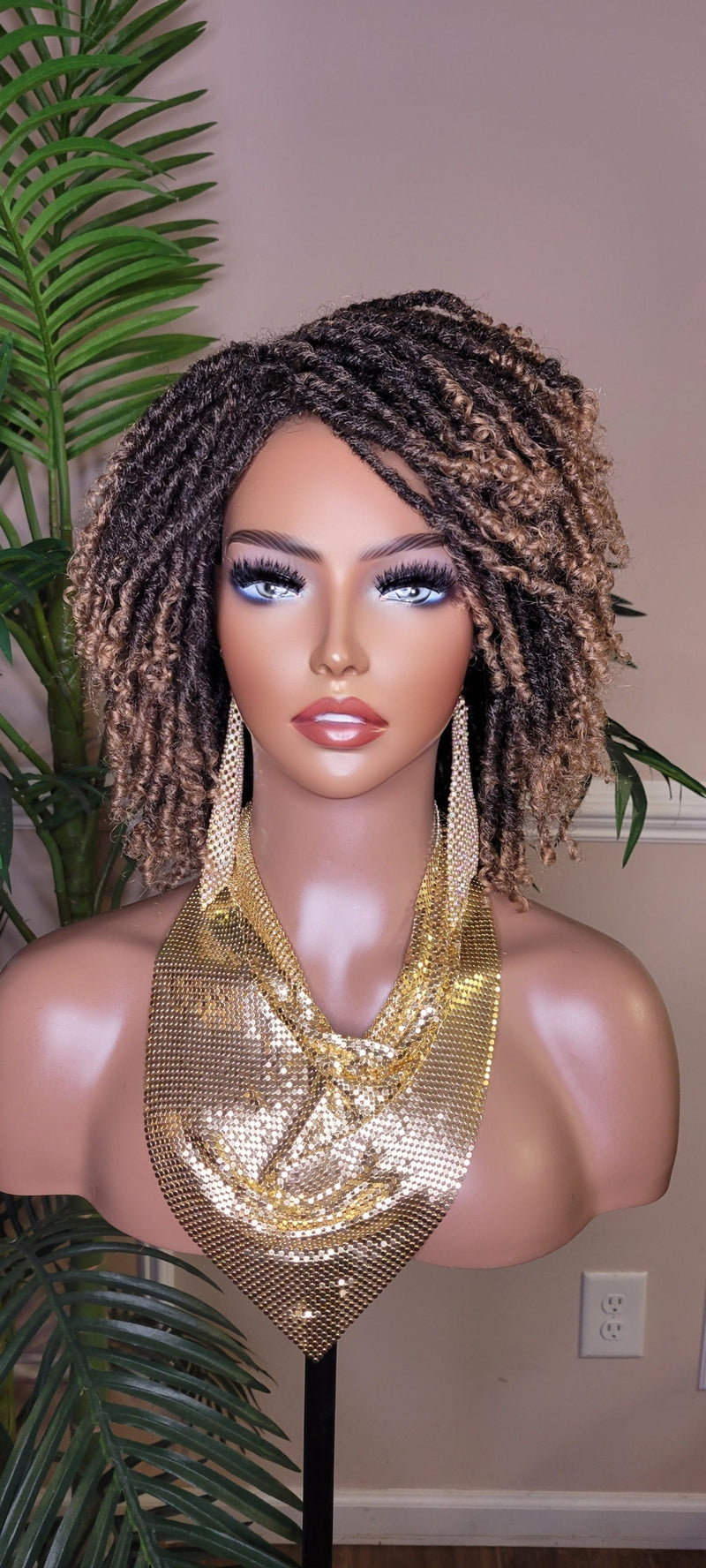 Strawberry Blonde Deadlocks Soft Kinky Twist Loc Natural Style Full Cap Ombre Brown Blonde Hair Dreadlocks Sister Locs Wig - Beauty Blessings LLC