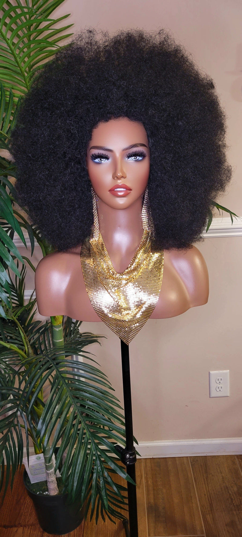 Black Hair Big Afro Wig Kinky Coil Realistic Natural Hair Afro Full Cap Wig Fluffy Jumbo Afro Hair Wig - Beauty Blessings LLC