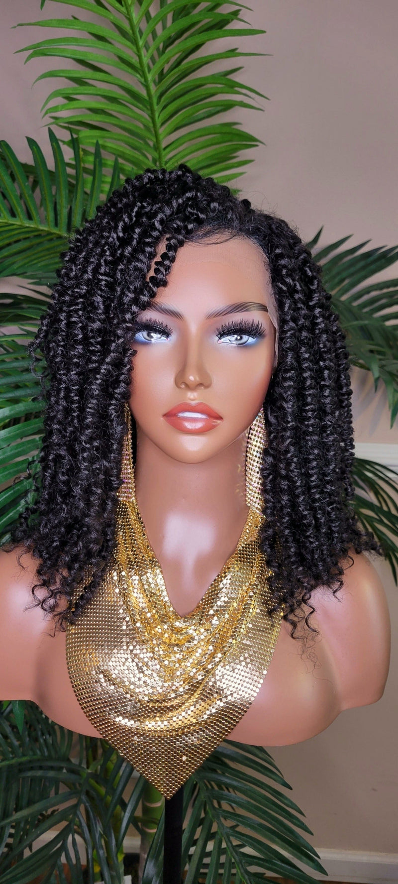 Spring Twist Kinky Twist Hairstyle Curly Glueless Lace Front Wig - Beauty Blessings LLC